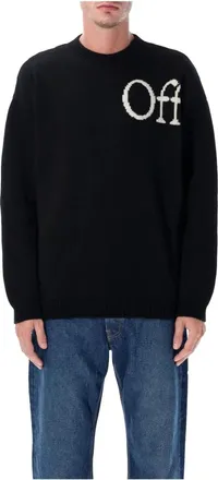 Off-white Bookish Shared Knit Crewneck - Heren - Ronde hals truien - Zwart - XL - Wol - Truien & Vesten