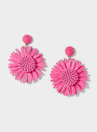 Simons Womens Large raffia flower earrings