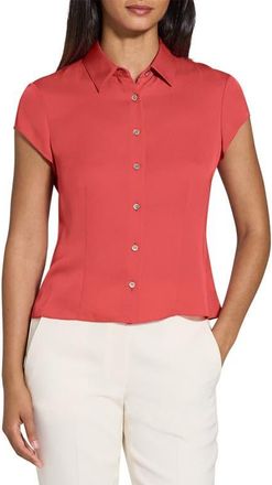 Theory Cap Sleeve Silk Shirt in Claret at Nordstrom, Size X-Large