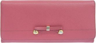 Prada Pink Saffiano Triangle Long Bill Wallet (Tri-Fold) (Pre-Owned)