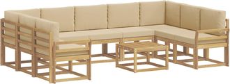 vidaXL Conjunto De Sof&aacute;s De Exterior 10 Uds. Y Beige Poli&eacute;ster Vidaxl