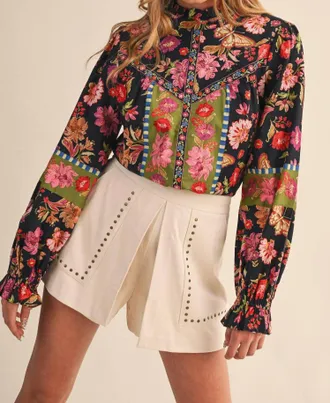 Merci Celia Floral Top In Multi