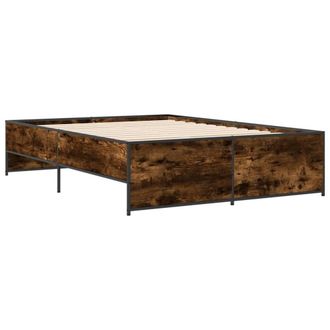 Berkfield Home Durable Bed Frame without Mattress Smoked Oak 135x190 cm Double in Brown