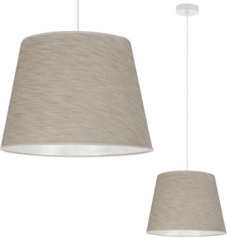 OEM L&aacute;mpara Colgante, Cono De Lino, Blanco, 1 Plano, Pantalla Beige, L05 38cm