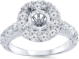 Pompeii3 1ct Halo Diamond Engagement Ring Setting 14K White Gold