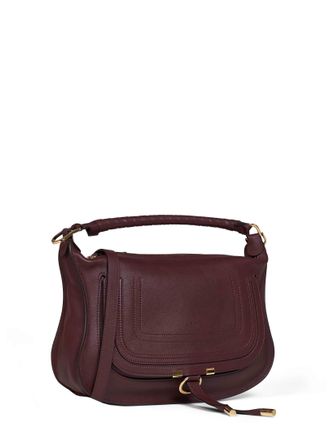 Chlo&eacute; Womens Shoulder Bag Marcie Burgundy Calf Leather