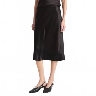 Vince Slip Satin Midi Skirt In Black