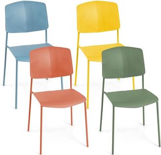 Costway Juego de 4 Sillas de Comedor, Sillas de Cocina Nórdicas con Respaldo Ergonómico y Asiento Ancho, Diseño Apilable, Sillas de Oficina de Capacidad de