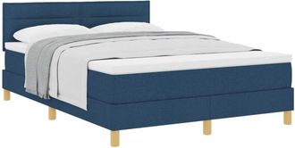vidaXL Box Spring Bed with Mattress Blue 160 x 200 cm Fabric vidaXL