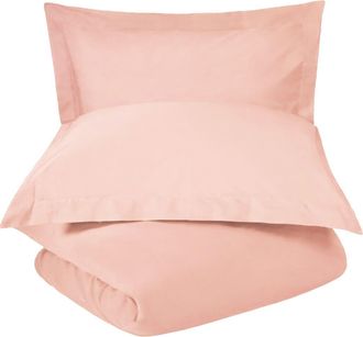 Superior Solid 300 Thread Count Sateen Duvet Cover & Shams Set in Blush at Nordstrom Rack, Size King/california King