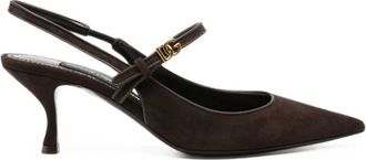 Dolce & Gabbana Suede Slingback Pumps - Dames - Pumps - Bruin - 37 1/2 EU - Leer - Schoenen