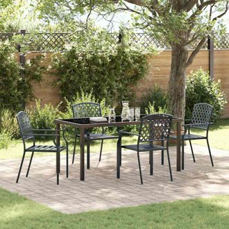 vidaXL Conjunto De Comedor De Jard&iacute;n 5 Pcs Antracita Acero Vidaxl