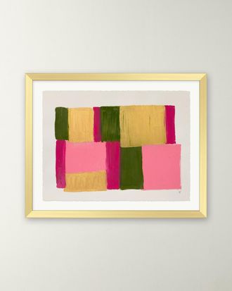 RFA Fine Art Golden Peony 1 Framed Acrylic Painting by Deborah Fine