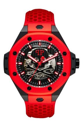 Philipp Plein $keleton Royal Silicone Strap Watch, 46mm in Ip Black at Nordstrom
