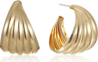 Ettika Lines Medium Hoop Earrings in Gold at Nordstrom Rack