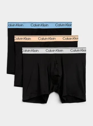 Calvin Klein Mens 5 contrast-waist boxer briefs Recycled polyester 3-pack