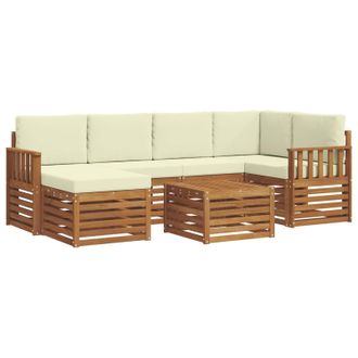vidaXL Conjunto De Sof&aacute; Seccional Con Coj&iacute;n 7 Pcs Natural Y Crema Vidaxl