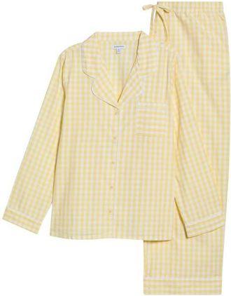 Nordstrom Classic Cotton Pajamas in White- Yellow Flan Gingham at Nordstrom, Size 3X