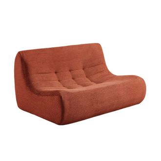 Sweeek Sof&aacute; envasado al vac&iacute;o de pana gruesa, 2 plazas, terracota