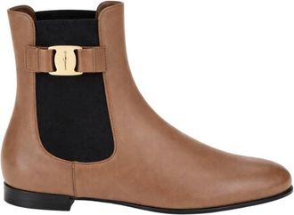 Ferragamo Leather Vara Bow Chelsea Boots, Size 7 C