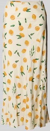 Pieces Ausgestellter Midi-Rock mit Allover-Muster Modell NYA in Offwhite, Gr&ouml;&szlig;e S