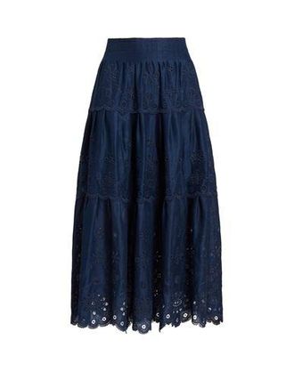 Ralph Lauren EYELET-EMBROIDERED TIERED LINEN SKIRT