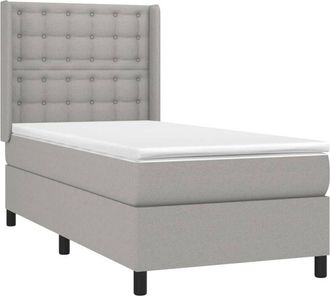 vidaXL Vidaxl - Cama Box Spring Colch&oacute;n Y Luces Led Tela Gris Claro 90x200 Cm