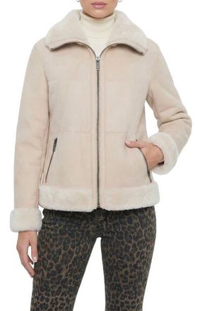 Gorski Merino Genuine Shearling Zip Jacket in Beige at Nordstrom, Size X-Small