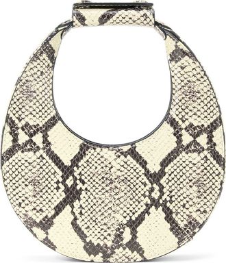 Staud Good Night Moon Leather Top Handle Bag in White Snake at Nordstrom