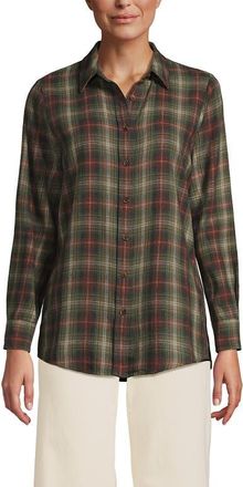 Lands End Flannel Shirt in Sunwashed Olive Multi Plaid at Nordstrom, Size X-Small P