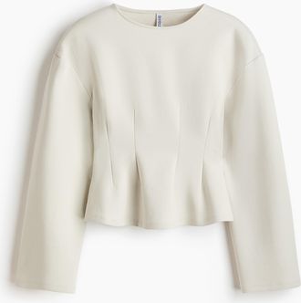 H&M Tailliertes Interlock-Shirt - Hellbeige