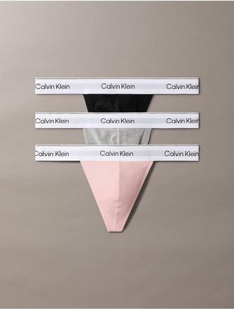 Calvin Klein Mens Icon Cotton Stretch 3-Pack Thong - Multi - XL