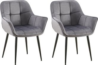 Clp Clp - Set De 2 Sillas De Comedor Rosevilla En Terciopelo Gris Oscuro