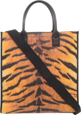 Burberry Black Orange Pvc Leather Tote Bag (Pre-Owned)