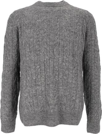 Ballantyne Textured Cable Knit Round Neck Sweater