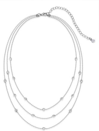 Ettika Crystal Station Layered Necklace in Silver at Nordstrom
