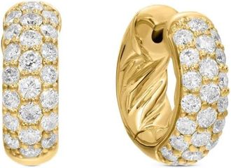 David Yurman Orecchini a cerchio DY Mercer Micro in oro giallo 18kt con diamanti (13,5mm)
