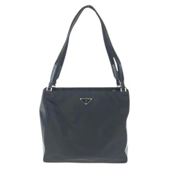 Prada Pre-owned Shoulder Bags, female, Black, Size: ONE SIZE Pre-owned Tessuto Nylon Shoulder Tote Bag