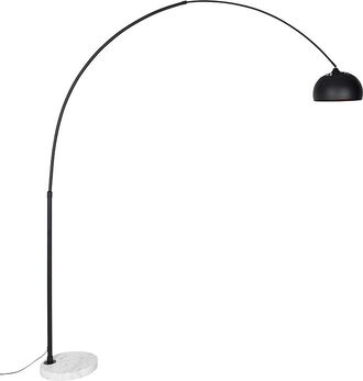 QAZQA Qazqa Moderno L&aacute;mpara De Arco Moderna Negra Con Blanco Ajustable - Xxl M&aacute;rmol /acero Alargada Adecuado Para Led Max. 1 X 60 Watt