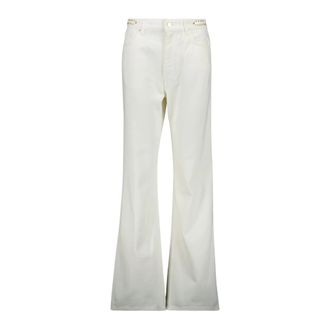 Paco Rabanne Jeans, Dames, Wit, W26, Katoen, Signature off white jeans met 1969 discs