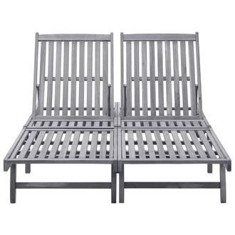 Berkfield Home 2-Person Sun Lounger Solid Acacia Wood in Grey
