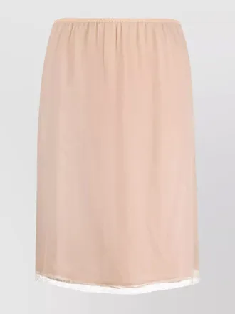 Gucci silk high-rise lace-trim midi straight skirt