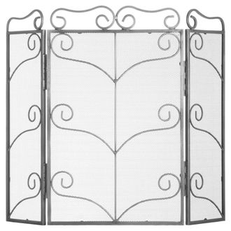 Hill Interiors Large Ornate Fire Screen in Metallic Silver