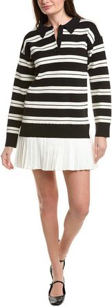 English Factory Stripe Polo Mixed Media Mini Dress