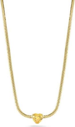Sphera Milano Cubic Zirconia Heart Snake Chain Necklace in Gold/yellow at Nordstrom Rack