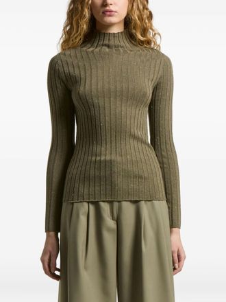 PESERICO long-sleeves glitter-detaill pullover - women - Fabric - 42 - Green