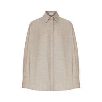 Brunello Cucinelli Brunello Cucinelli, Shirts, female, Beige, Size: XS Classic Collar Cashmere Shirt