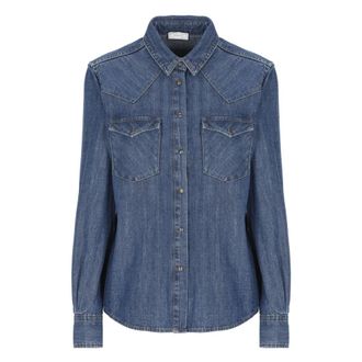 PESERICO Denim Shirt - Dames - Spijkeroverhemden - Blauw - S - Denim - Overhemden