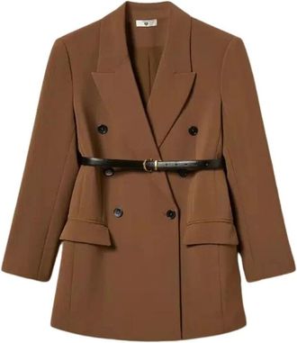 Twinset Cady Crepe Blazer - Dames - Blazers - Bruin - M - Polyester - Jassen