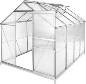 TecTake Aluminium Greenhouse With Foundation, 185X250X195Cm in Clear | Size: Large